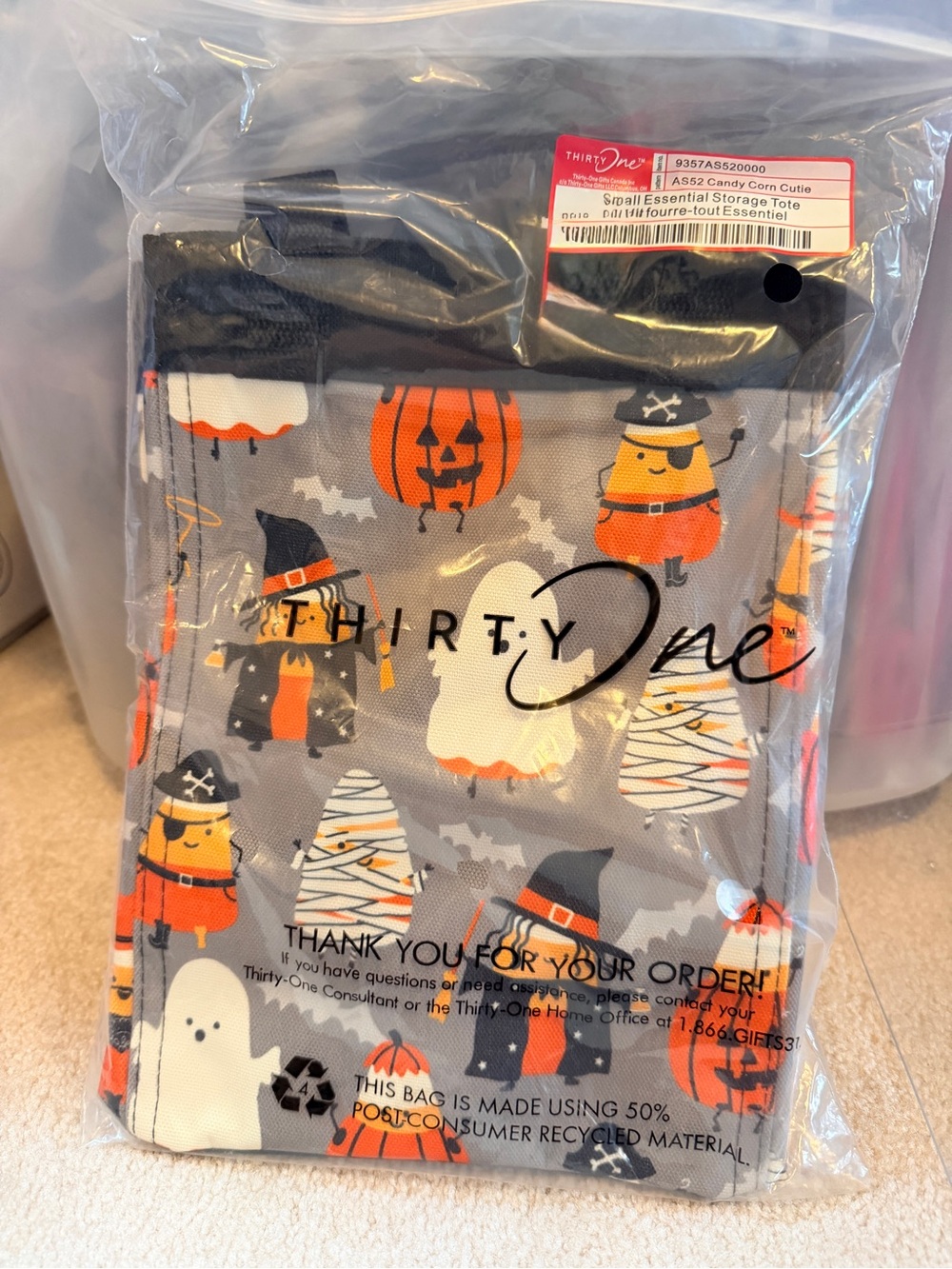 thirty-one Gray Halloween Candy Corn Cutie Tote